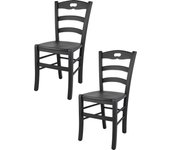Tommychairs - set 2 sillas cocina savoie en madera de haya color anilina negra y asiento en madera