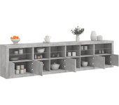 Aparador | aparador de comedor | armario de cocina con luces led gris hormigón 283x37x67 cm cfw11514