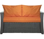 Cojines de jardín para sofá en ratán 112x60x7+2*56x50cm| cojines de exterior naranjas| juego de cojines de jardín| conjunto de cojines de 2 plazas