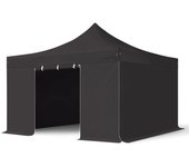4x4 m carpa plegable, professional aluminio 40mm, laterales sin ventana, negro