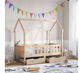 Estructura de cama infantil con cajones sin colchón 70x140 cm madera