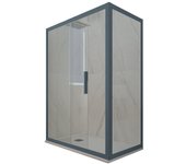 Mampara de ducha corredera 70x120 cm de pvc azul marino h 200 vidrio transparente mod. deco duo