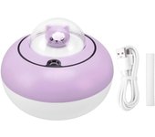 Mini humidificador con forma de gato adorable, portátil, silencioso, para escritorio, para el hogar y la oficina, con enchufe usb (violeta)