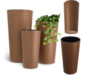 Kadax juego de 3x macetas para flores, soporte para flores, jardín grande, marrón para jardín
