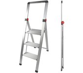 Iconic | escalera plegable slim de aluminio de 3 peldaños – diseño ultra delgado y alta seguridad