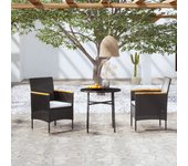 Juego de comedor para jardín 3 piezas，conjunto de comedor de exterior，conjunto de jardín ratán sintético negro cfw579319