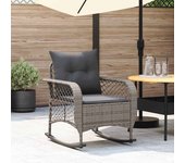 Maison exclusive - silla mecedora de jardín con cojines ratán sintético gris