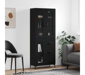 Aparador alto | aparador de comedor | armario de cocina madera contrachapada negro 69,5x34x180 cm cfw34561