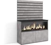 Amueblate online, aparador, con almacenamiento, 107x145x35 cm, dormitorio, habitación, chimenea eléctrica, cemento