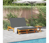 Vidaxl tumbona doble con ruedas y cojín de madera de acacia maciza