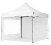 3x3 m carpa plegable, premium acero 40mm, 2 laterales con ventanas panorámicas, blanco