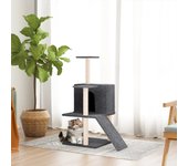 Rascador para gatos con postes de sisal gris oscuro 109 cm