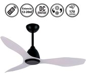 Ventilador de techo sin luz silencioso dc con mando taku negro-plata 122 cm invierno-verano