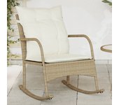 Mecedora de jardín con cojines de resina trenzada beige