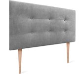 Dhome cabecero de cama acolchado capitoné 8cm de grosor. cabezal tapizado tela acualine con patas cabeceros de cama (gris, 105cm)