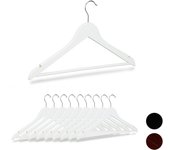 Relaxdays pack 10 perchas ropa con gancho giratorio, madera, blanco, 44,5 cm de ancho