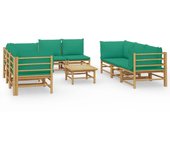 Muebles de jardín muebles de exterior juego de muebles de 9 piezas con cojines de bambú verde 02_0018169