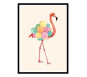 Art-poster - flamingo party - paul fuentes - con marco negro 50 x 70 cm