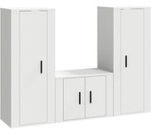 Conjunto de soporte para tv de 3 piezas de madera contrachapada blanca