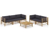 Maison exclusive - set de muebles de jardín 6 piezas bambú con cojines gris oscuro