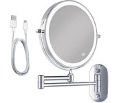 Espejo de maquillaje - recargable - cromo - aumento 1-5x