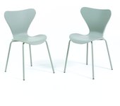 Conjunto de 2 sillas nina verde agave con carcasa de resina y patas de metal