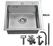 Fregadero cocina 1 bandeja 45x45cm,fregadero inox 1 tanque con sifón y trop-plein,fregadero empotrado y de colocación fregadero