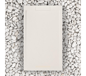 Plato de ducha 140x90 cm beige línea vulcano slim en resina y polvo de mármol - frascio con rejilla lateral en resina de mármol - frascio