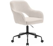 Silla de oficina borreguito con ruedas, jim, blanco, 60x62x99 cm