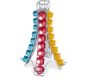 Relaxdays portacápsulas compatible con nespresso, 32 cápsulas, soporte monodosis café metal, 30 x 21,5 x 21,5 cm, plata