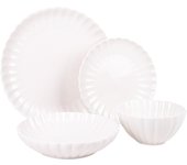 Vajilla de porcelana en relieve color blanco esmaltado 16 piezas