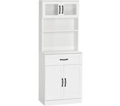 Alacena de cocina homcom mdf, vidrio templado blanco 60x38x161 cm