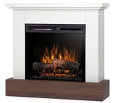 Yukon - chimenea eléctrica independiente con calefacción por suelo radiante led - 23' - 92 x 86 x 29 - blanco mate / roble