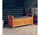 Banco de almacenamiento de jardín con cojín 126 cm madera de acacia