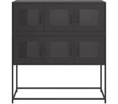Aparador | aparador de comedor | armario de cocina de acero laminado en frío negro 100,5x39x107 cm cfw91404