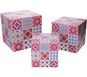 Caja polipiel 1-3 cuadrado estampado multicolor cm24x24h24