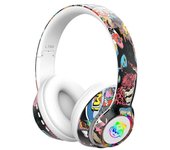 Auriculares con bluetooth, con luz rgb, compatible con tarjeta de memoria con micrófono l750 graffiti blanco