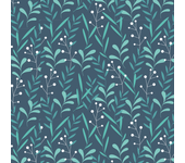 Papel pintado floral selva azul