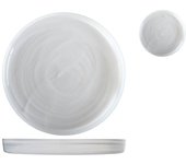 6 platos de cristal de alabastro h&h blanco cm28x altura 3