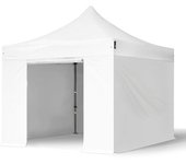 3x3 m carpa plegable, premium acero 40mm, laterales sin ventana, blanco