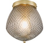 Plafón de techo original dorado con tulipa de cristal en relieve color fumé ø23cm orbiform nordlux