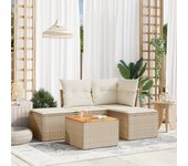Juego de sofás jardín con cojines 5 piezas | conjunto de jardín de ocio | set de comedor de jardín ratán sintético beige cfw112583