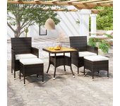 Vajilla de jardín 5 piezas resina mimbre y acacia negro
