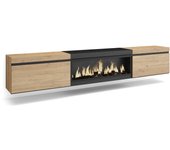 Amueblate online, mueble tv, televisión, muebles de salón, almacenaje, para tv gran formato, chimenea eléctrica, colgado, suspendido, roble y negro
