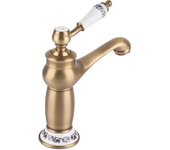Grifo mezclador monomando con diseño floral para lavabo de baño (antigüedad)