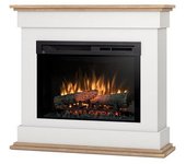 Lenox - chimenea eléctrica independiente con calefacción por suelo radiante led - 26' - blanco mate / roble claro - 97 x 88 x 29