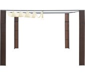 Tienda de jardín | cenador con techo ratán sintético 300x300x200 cm marrón y crema cfw310778