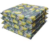Juego de 4 cojines para silla de jardín con funda desenfundable en impresión digital doble cara 50x50x8 cm (lemon flower)
