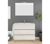 Mueble de baño imperia 3 cajones incluye lavabo y espejo - blanco nórdico 90 x 45 cm seno centrado