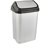 Cubo de basura con tapa basculante, 25 l, swantje, plateado
